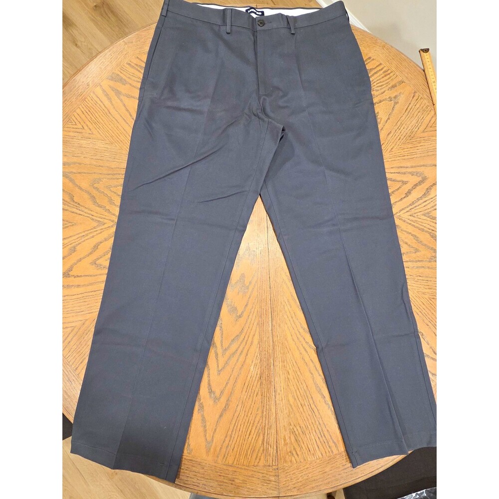 Lands' End Dress Pants Gray Cotton Twill Flat Front Traditional Fit 38x32